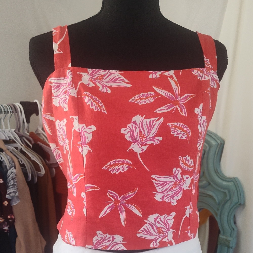 Joie Red Floral Crop Top